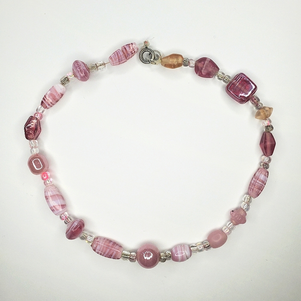 Pink & White Beaded Necklace